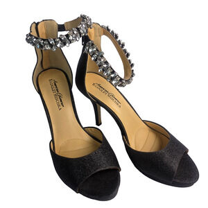 Badgley Mischka Women's Black Studded Ankle Straps Formal Stiletto Heel - 7